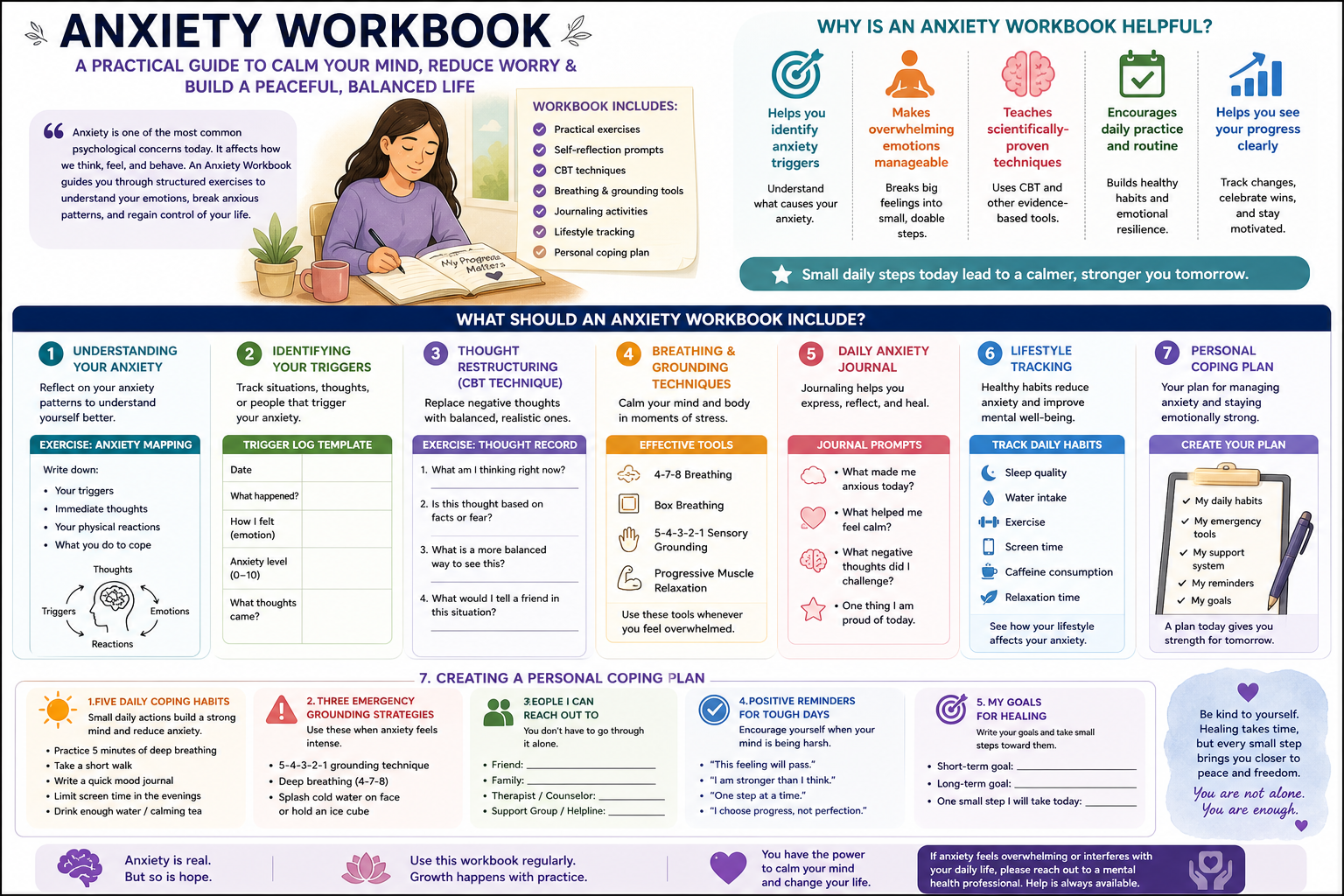 Anxiety Workbook Guide: CBT Exercises, Techniques, and Daily Practices for Anxiety Relief
